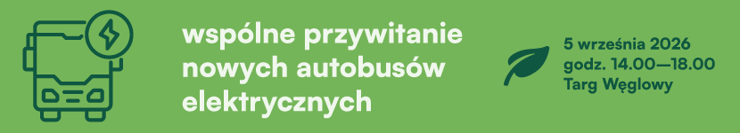 Baner akcji wspólne przywitanie nowych autobusów elektrycznych