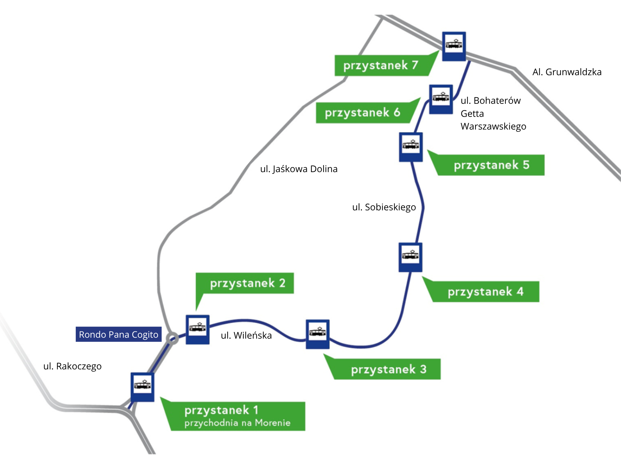 Mapa przedstawiająca przebieg trasy GPW