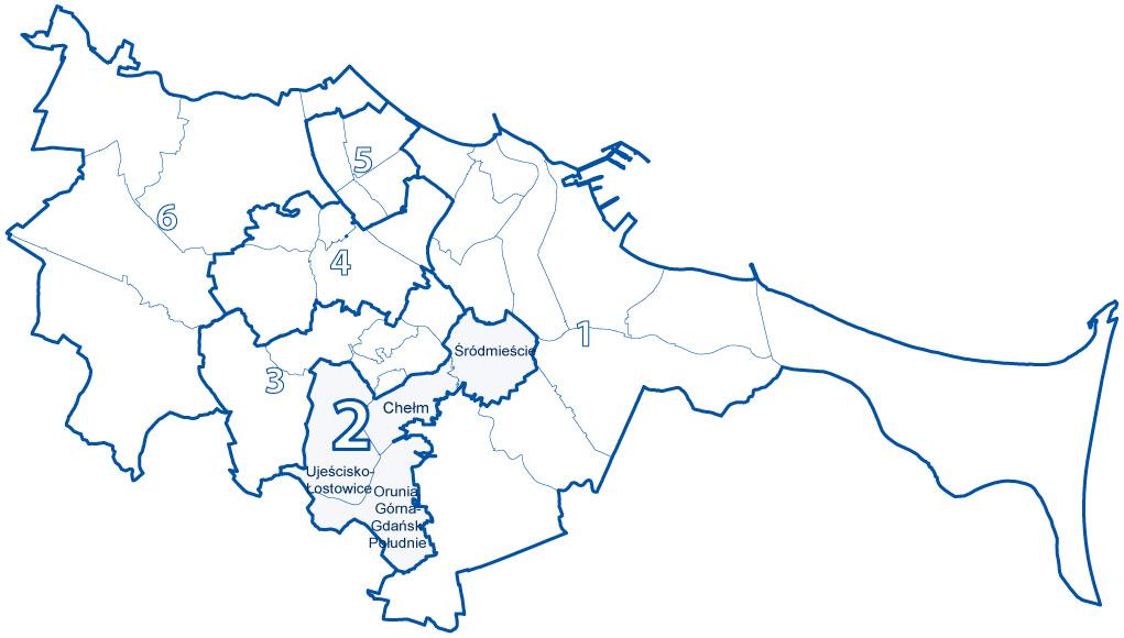 Okręg wyborczy Nr 2 na planie Gdańska
