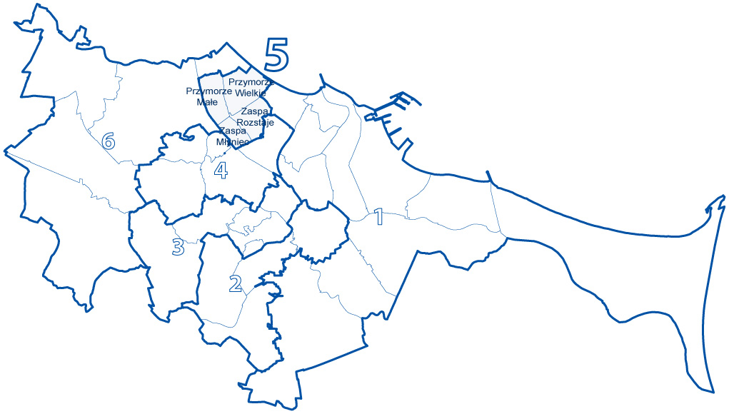 Okręg wyborczy Nr 5 na planie Gdańska