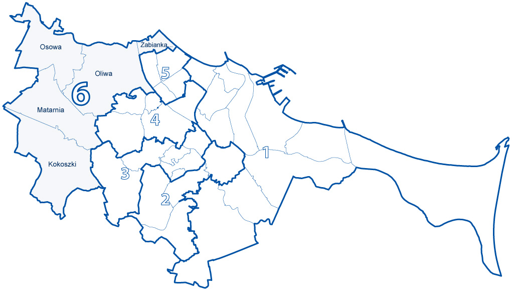 Okręg wyborczy Nr 6 na planie Gdańska