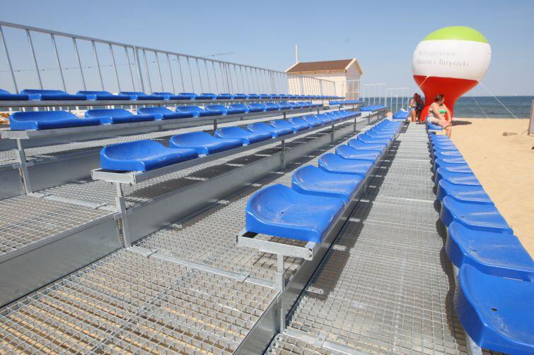 Trybuny obiektu na brzeźnieńskiej plaży