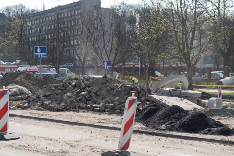 Przebudowa ul. 3 Maja, stan z połowy kwietnia 2017 r.
