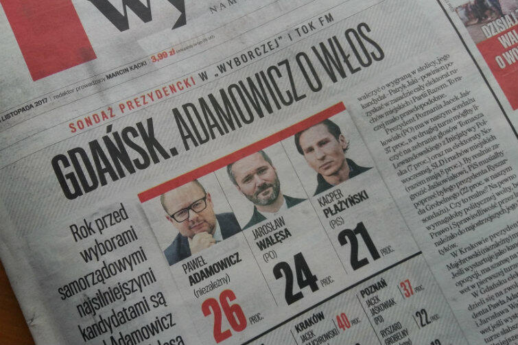 Sondaż otwiera pierwszą stronę ogólnopolskiego wydania Gazety Wyborczej w piątek, 24 listopada
