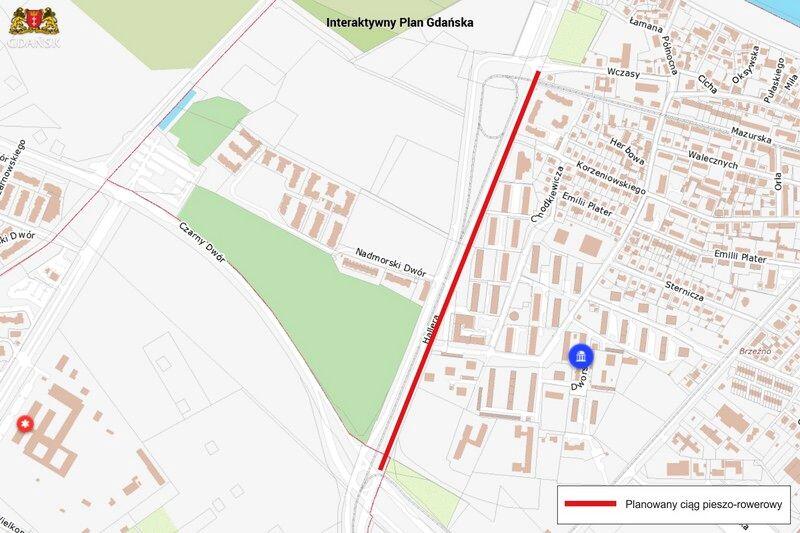 855-metrowy odcinek nowej drogi rowerowej powstaje w Brzeźnie wzdłuż Al. Hallera, po jej wschodniej stronie