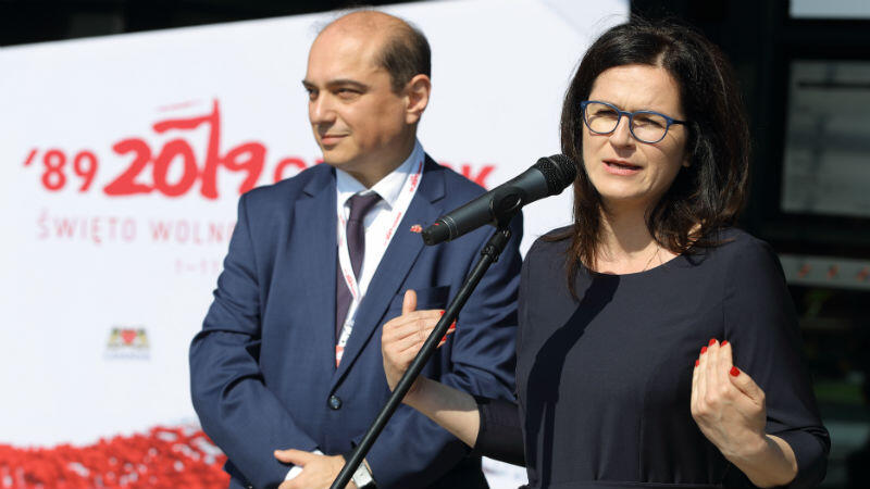 Dyrektor ECS Basil Kerski i prezydent Gdańska Aleksandra Dulkiewicz