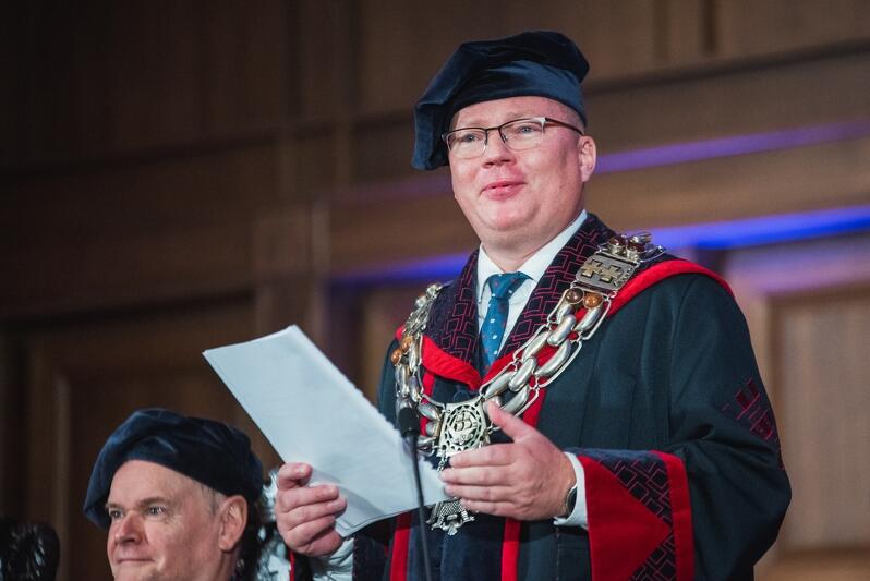Prof. Krzysztof Wilde rektor Politechniki Gdańskiej podczas inauguracyjnego wystąpienia, 1 października 2019 r.