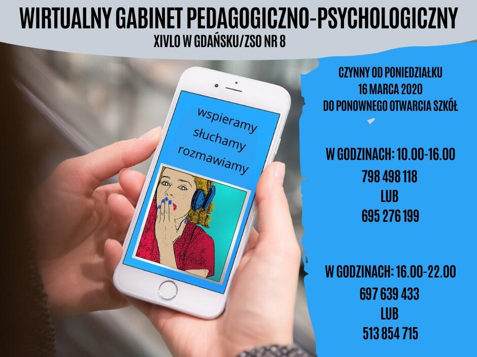 Baner popularyzujący Wirtualny Gabinet Wsparcia Psychologiczno-Pedagogicznego Dla Uczniów i Ich Rodziców