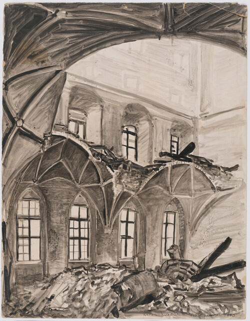 Wielka Sala Wety w 1945 roku - grafika Stanisław Żukowski