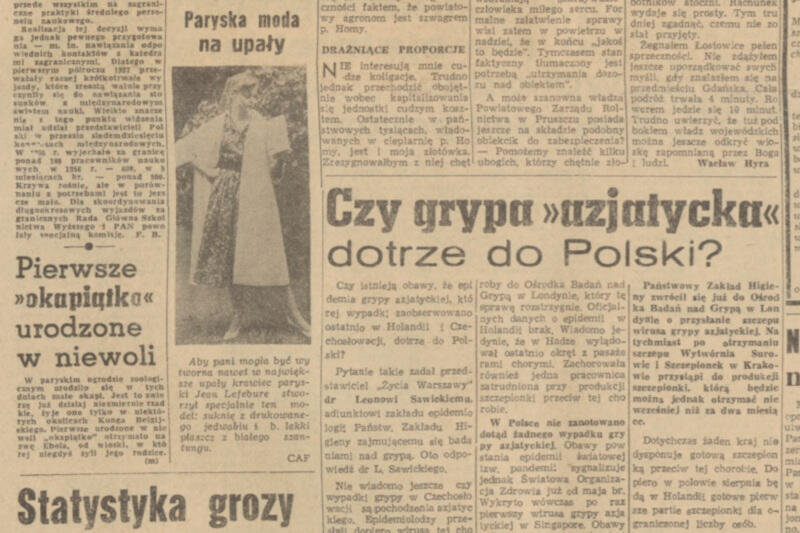 Wirus grypy, moda na lato i młode okapi. Tym żyli Polacy w pierwszej połowie lipca 1957 roku. KLIKNIJ W ZDJĘCIE, ŻEBY POWIĘKSZYĆ