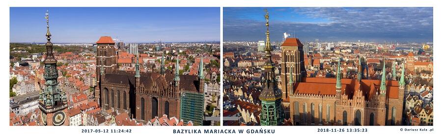 sylwetka świątyni z daleka przed remontem i po nim
