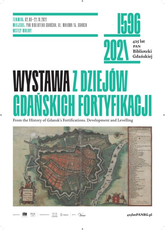 Plakat z napisem wystawa z dziejów gdańskich fortyfikacji 