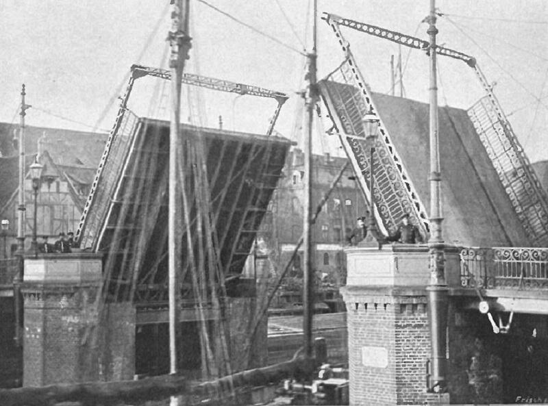 Zwodzony klapowy Most Rogoźników, ok 1900 roku