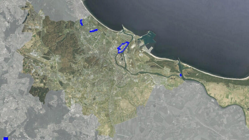 Cztery nowe plany miejscowe. Na niebiesko zaznaczone są miejsca przystąpienia do planów