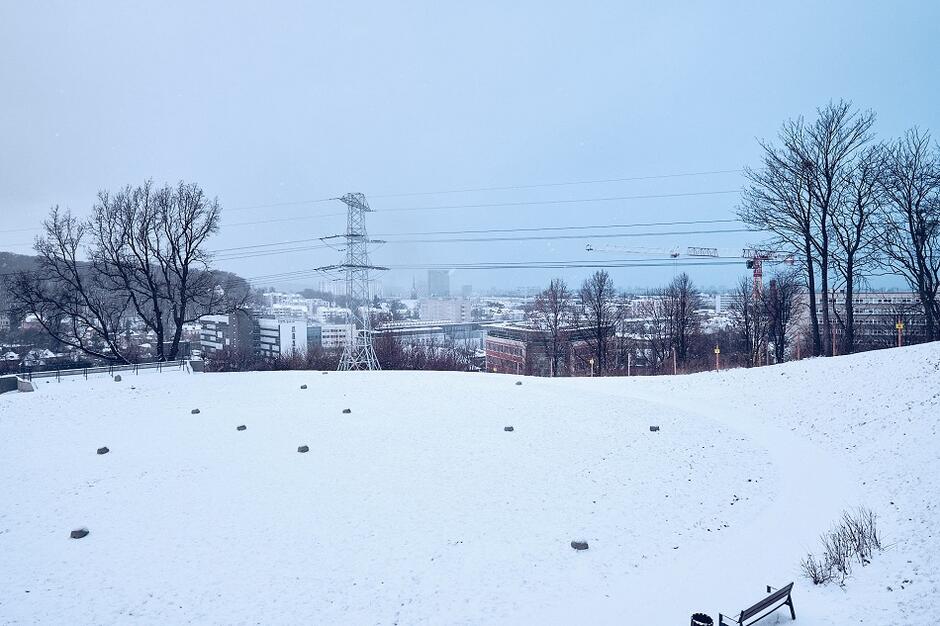 Zima 2020 - widok z tarasu widokowego Antoni ponad Zbiornikiem Wody Stary Sobieski