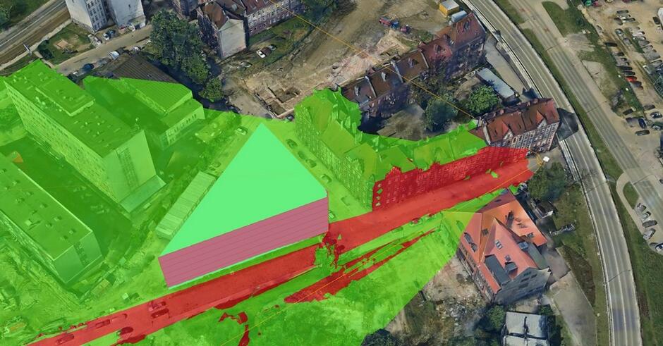 Analiza widoczności nowej bryły w modelu