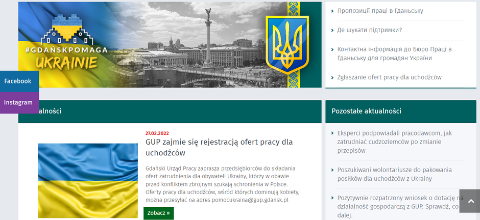 Na stronie Gdańskiego Urzędu Pracy znajdują się praktyczne informacje także w języku ukraińskim