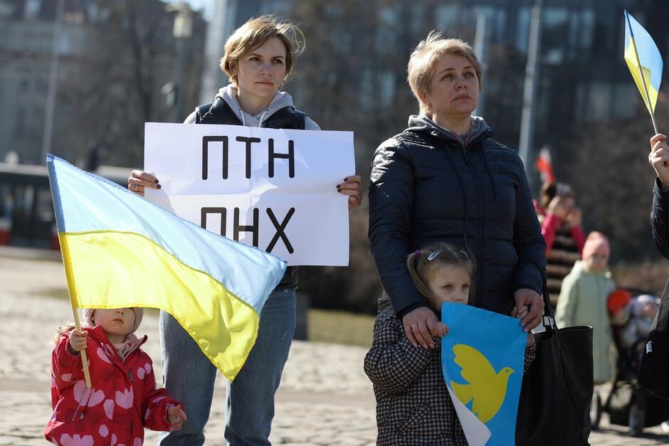 W proteście uczestniczyły przede wszystkim ukraińskie kobiety uchodźczynie - matki i babki z dziećmi