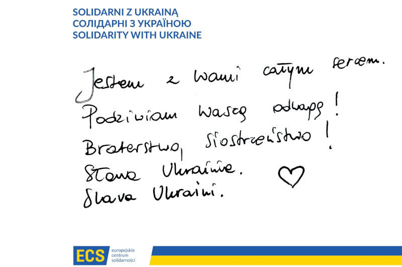 Wpis pochodzi z księgi SOLIDARNI Z UKRAINĄ! w Europejskim Centrum Solidarności