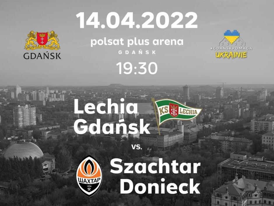 Baner promujący czwartkowy mecz towarzyski, z którego całkowity dochód przeznaczony jest na pomoc Ukrainie