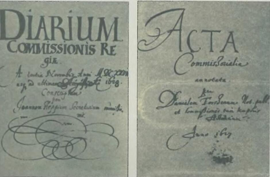 Karta tytułowa rękopisu diariusza i zbioru akt Komisji Królewskiej Zygmunta III Wazy