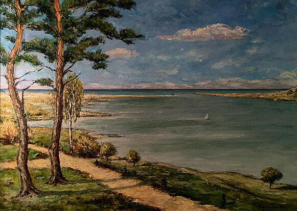 Górki Zachodnie na przełomie XIX i XX wieku, na obrazie Leopolda Schneidera, malowanym ze wzgórza nad dzisiejszym Jachtklubem Stoczni Gdańskiej
