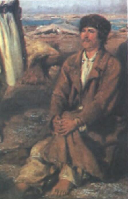 Flisak, fragment obrazu „Obóz flisaków nad Wisłą” W. A. Stryowskiego