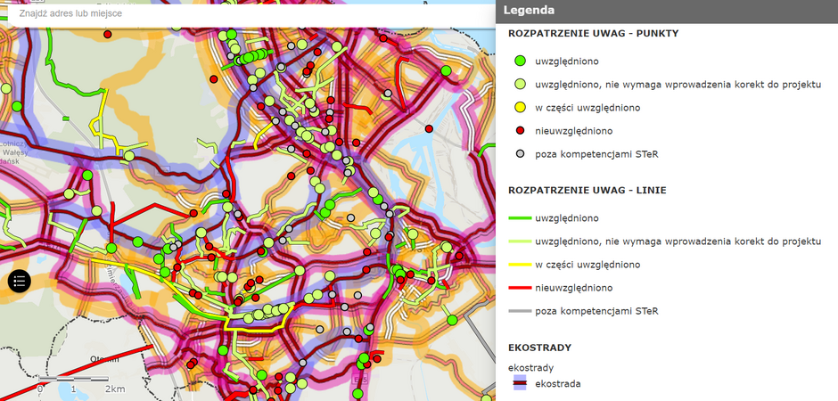 Wszystkie uwagi i propozycje rowerzystów zostały zaznaczone na mapie online