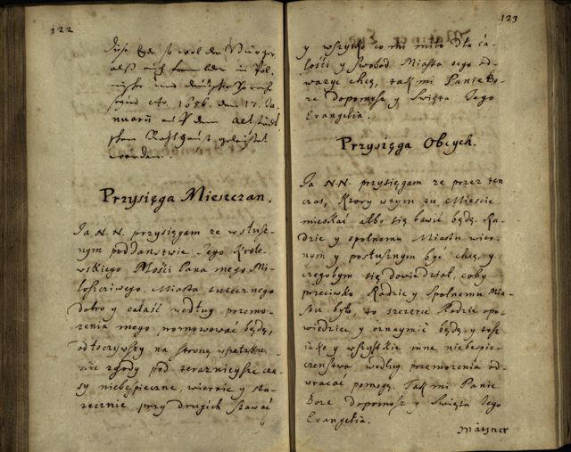 Tekst przysięgi składanej przez obcych przybywających do miasta, 1656 r.