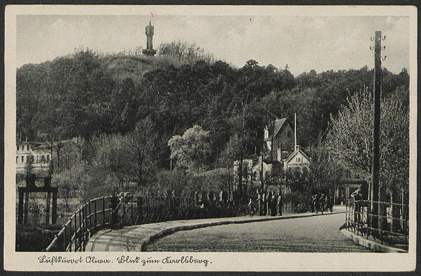 Widok ze Wzgórza Pachołek na Klasztor Oliwski (nazywane od końca XVIII w. do 1945 r. Wzgórzem Karola - niem. Karlsberg; Luftkurort, Oliva).