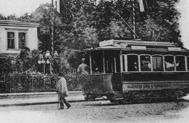 Nordpromenade (ul. 3 Maja), tramwaj linii do Wrzeszcza na przystanku przed Domem Bractwa Strzeleckiego; 1898
