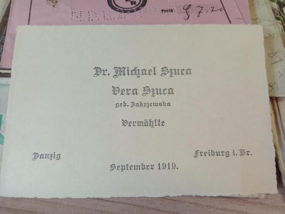 Niemieckojęzyczna karta zaślubin Michała i Weroniki z d. Zakrzewska z września 1919 roku 
