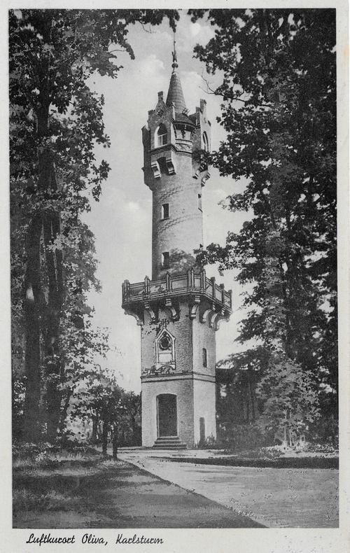 Wieża widokowa w całej okazałości na szczycie Pachołka, początek XX wieku