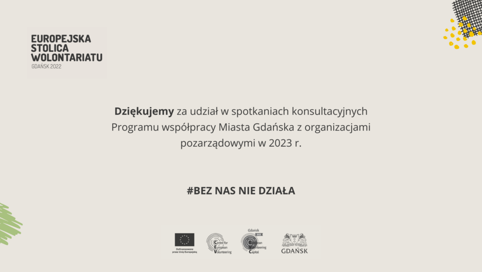 Dziękujemy za udział w pracach nad Programem współpracy Miasta Gdańska z organizacjami pozarządowymi na rok 2023