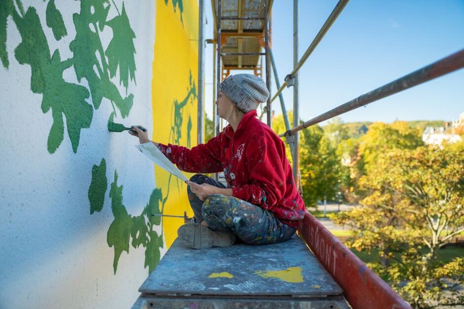 Do malowania muralu wykorzystano ekologiczne farby