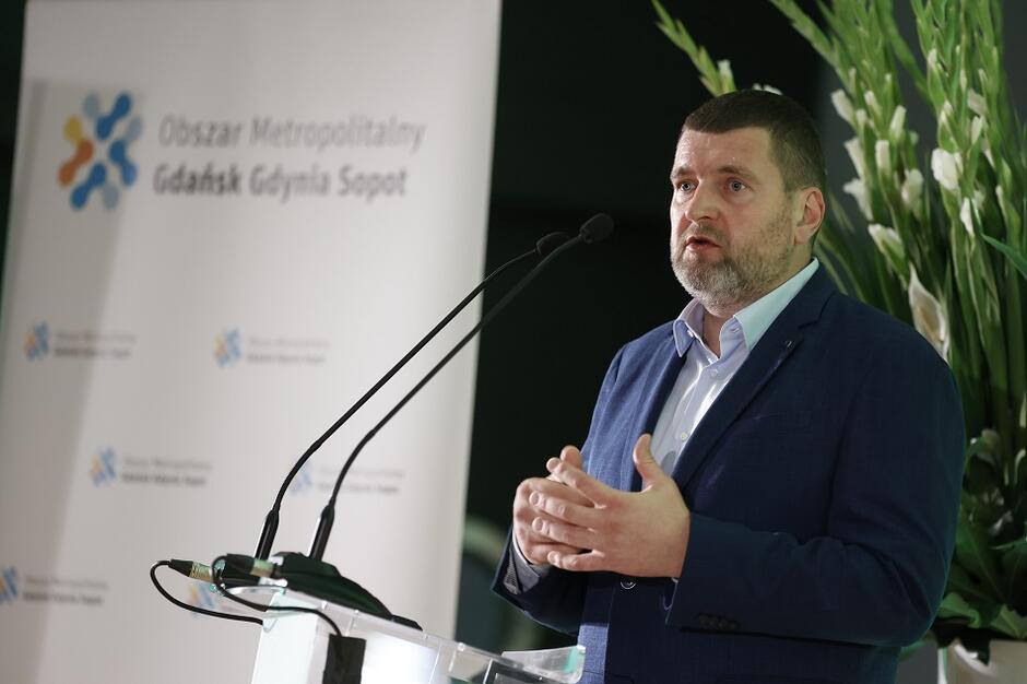 Oleksandr Markushyn mer Irpienia podczas kongresu Smart Metropolia w Gdańsku, 27 października 2022