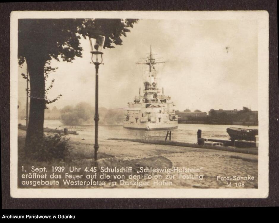 Niemiecki pancernik Schleswig Holstein w dniu 1 września o godz. 4.45 rozpoczął sześciominutową nawałnicę artyleryjską na polski skład amunicji na Westerplatte, dając sygnał do rozpoczęcia drugiej wojny światowej