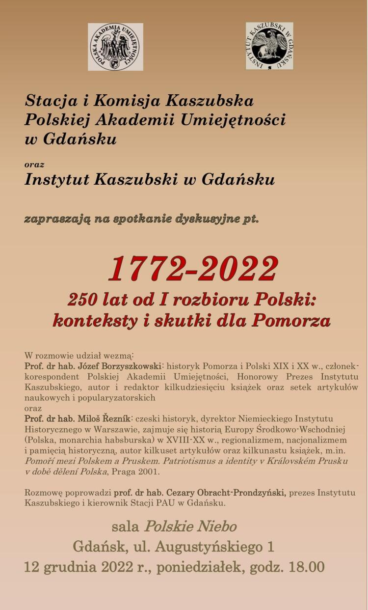 Plakat zapraszający do wysłuchania dyskusji. Można to zrobić osobiście, idąc na miejsce spotkania, lub online - dzięki transmisji, która dostępna będzie od godz. 18 na naszym portalu 