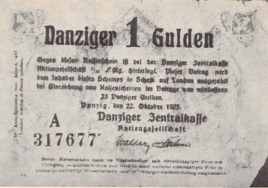 Banknot Danziger 1 Gulden