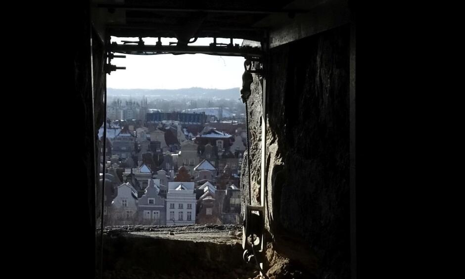 Zabytkowe kamieniczki miast widziane z wieży