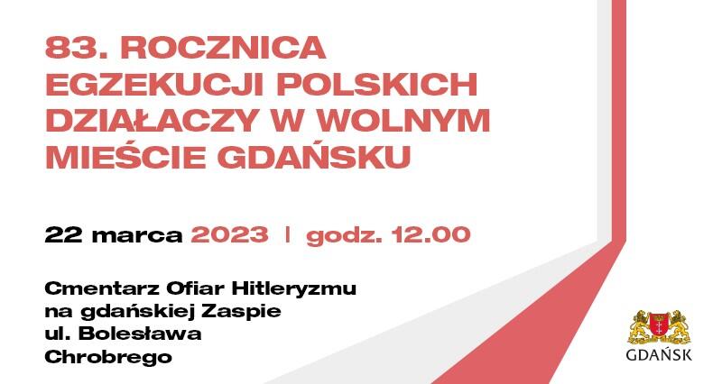 Biało-czerwony baner z informacjami o dniu i godzinie oraz miejscu uroczystości