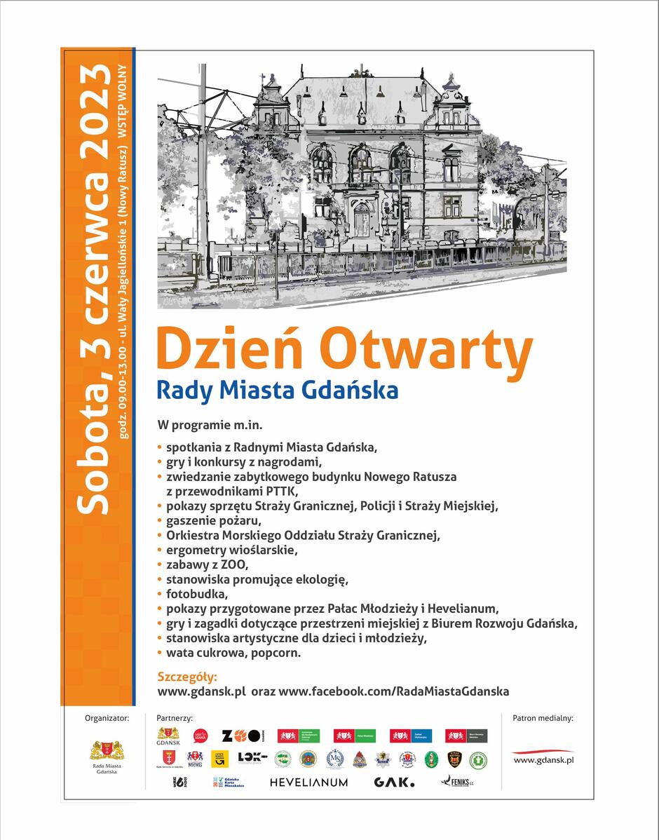 plakat promujący Dzień Otwarty Rady Miasta Gdańska 2023