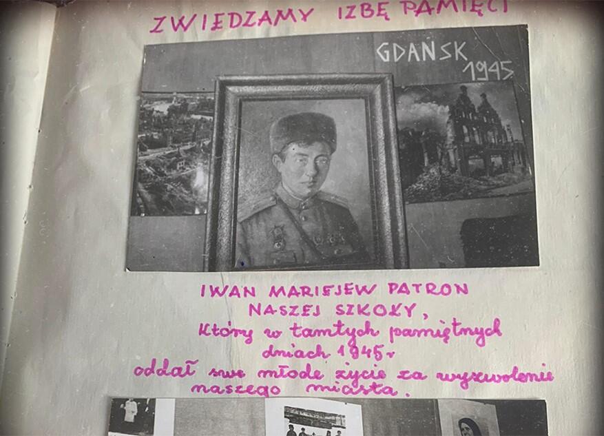 Zdjęcie z kroniki szkolnej przedstawiające Iwana Markiejewa, żołnierza Armii Czerwonej 