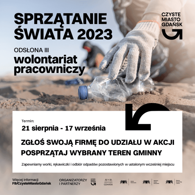 Plansza informacyjna o akcji Sprzątanie Świata. Odsłona III - wolontariat pracowniczy