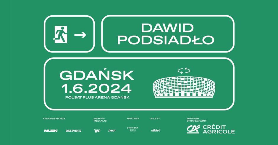 Grafika informująca o koncercie Dawida Podsiadły w Gdańsku