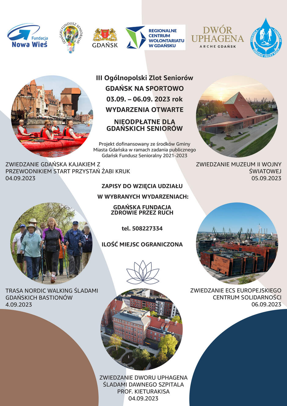 Plakat z informacjami o Ogólnopolskim Zlocie Seniorów w Gdańsku 