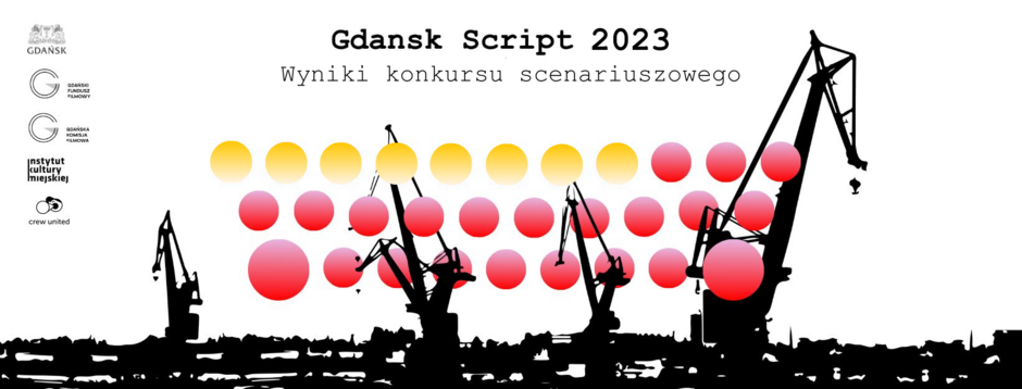 Plansza informacyjna konkursu Gdansk Script_2023 z logami organizatorów i partnerów