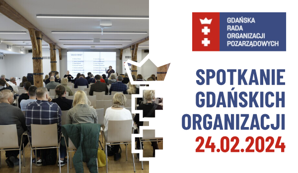 Grafika informująca o spotkaniu plenarnym gdańskich organizacji pozarządowych