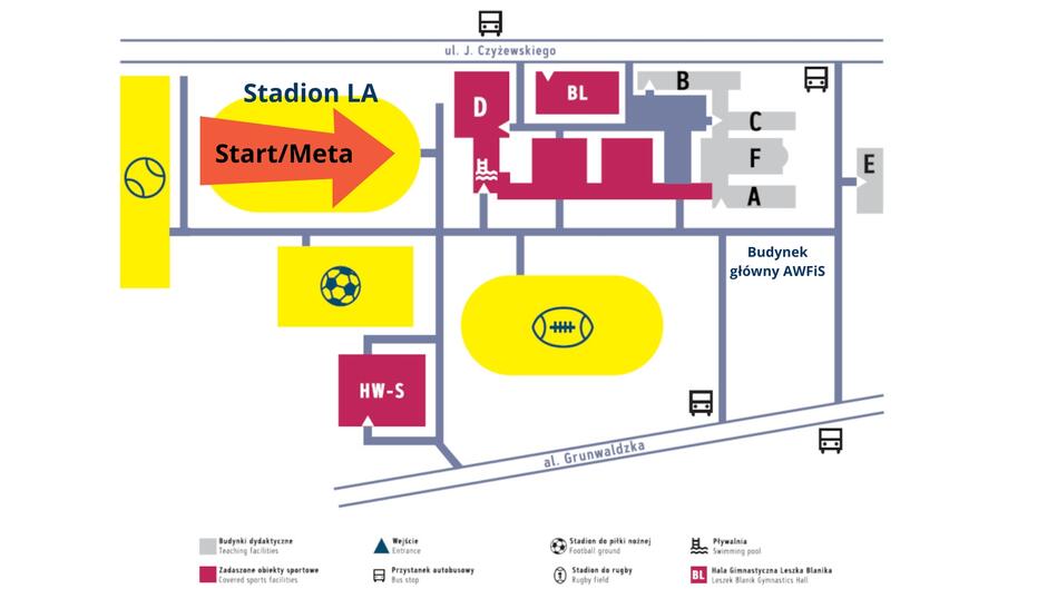 Mapka ukazująca stadion LA