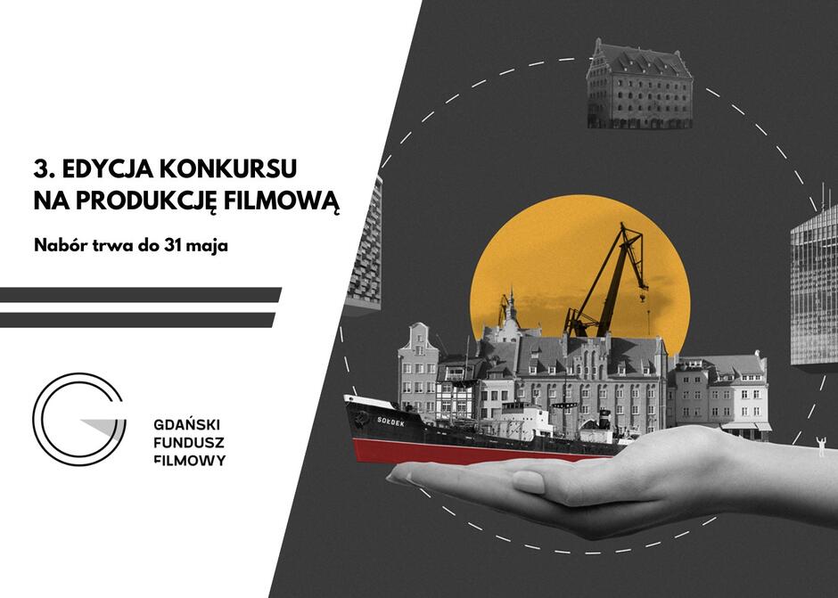 Plansza informacyjna prezentująca Gdański Fundusz Filmowy 2024